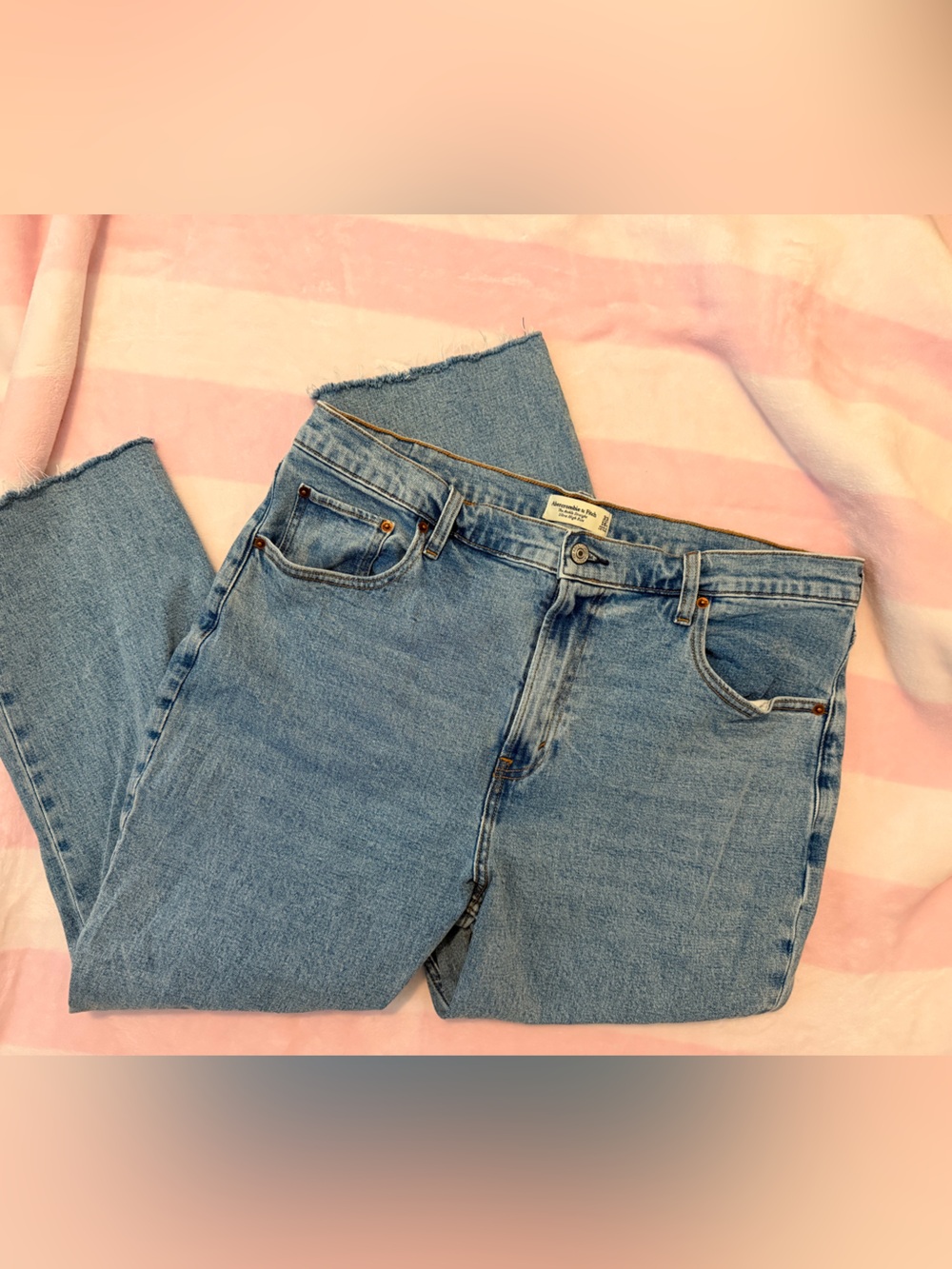Abercrombie & Fitch Light Blue Cropped Straight Jeans
